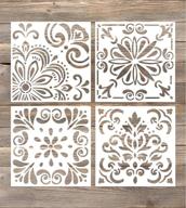 🎨 gss designs pack of 4 stencils set (6x6 inch) - laser cut painting stencil for floor, wall, tile, fabric & wood - reusable templates (sl-006) logo