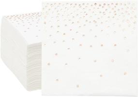 img 4 attached to 🌹 Premium Rose Gold Foil Paper Cocktail Napkins - Polka Dot Confetti Design, 5x5 Inches, 100 Pack: Perfect for Parties!