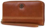 💼 secure and stylish: timberland women's leather rfid zip around wallet clutch with wristlet strap logo