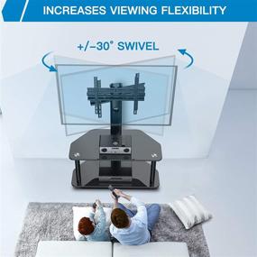 img 3 attached to 📺 Swivel Floor TV Stand/Base: Height Adjustable & Cable Management - Ideal for 32-55 Inch TVs, Media Storage - VESA 400x400mm - PSFS03