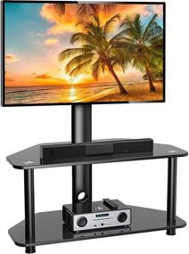 img 4 attached to 📺 Swivel Floor TV Stand/Base: Height Adjustable & Cable Management - Ideal for 32-55 Inch TVs, Media Storage - VESA 400x400mm - PSFS03