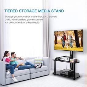 img 1 attached to 📺 Swivel Floor TV Stand/Base: Height Adjustable & Cable Management - Ideal for 32-55 Inch TVs, Media Storage - VESA 400x400mm - PSFS03