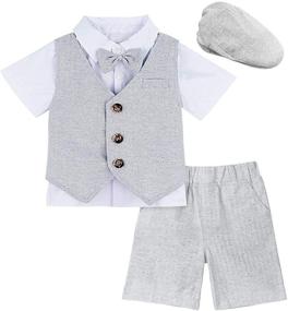 img 4 attached to Gentleman's Style: Stylish and Coordinated Boys' Clothing Sets with Shorts and Berets