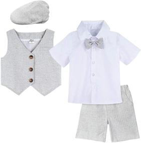 img 2 attached to Gentleman's Style: Stylish and Coordinated Boys' Clothing Sets with Shorts and Berets