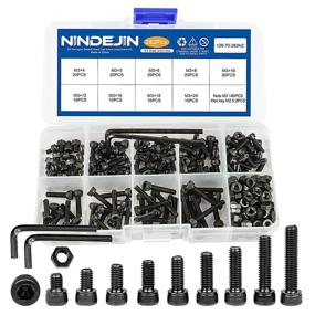 img 4 attached to NINDEJIN Black & Silver Hex Socket Screw Bolts Nuts & Flat Washer Kit - M3 Socket Cap Head