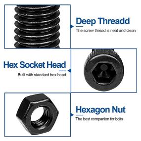 img 1 attached to NINDEJIN Black & Silver Hex Socket Screw Bolts Nuts & Flat Washer Kit - M3 Socket Cap Head