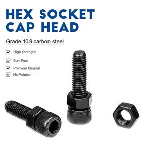 img 2 attached to NINDEJIN Black & Silver Hex Socket Screw Bolts Nuts & Flat Washer Kit - M3 Socket Cap Head