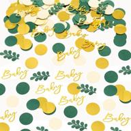 sage green table scatter confetti with eucalyptus and gold baby letter – greenery baby shower decorations for gender reveal and table décor logo