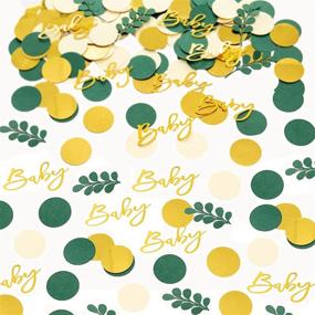 img 4 attached to Sage Green Table Scatter Confetti with Eucalyptus and Gold Baby Letter – Greenery Baby Shower Decorations for Gender Reveal and Table Décor