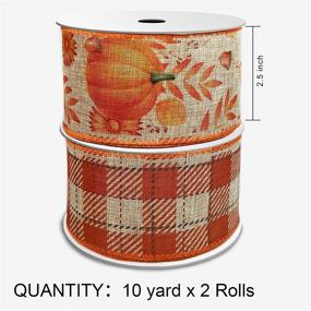 img 1 attached to 🍁 Fall Wired Ribbons 2 1/2” X 60 Feet: Pumpkin/Maple Leaf/Plaid Burlap Ribbons for Farmhouse Harvest Thanksgiving Decorative Crafts & Home Decor+