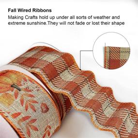 img 2 attached to 🍁 Fall Wired Ribbons 2 1/2” X 60 Feet: Pumpkin/Maple Leaf/Plaid Burlap Ribbons for Farmhouse Harvest Thanksgiving Decorative Crafts & Home Decor+