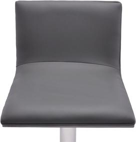 img 1 attached to Gray Faux Leather and Brushed Stainless Steel Finish Armen Living Crystal Swivel Adjustable Barstool