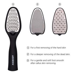 img 2 attached to 🦶 FIXBODY Pedicure Kit - 3-in-1 Replaceable Stainless Steel Foot Rasp File for Callus Removal, Dead Skin, Cracked Heels, Feet Scrubbing, and Corn Eradication