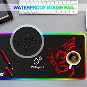 img 1 attached to 🐉 Enhance Gaming Experience with Anime Dragon RGB Gaming Mouse Pad - 15 LED Lighting Modes - 31.5 X 12 Inch (Red)