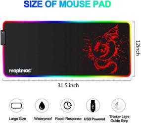 img 3 attached to 🐉 Enhance Gaming Experience with Anime Dragon RGB Gaming Mouse Pad - 15 LED Lighting Modes - 31.5 X 12 Inch (Red)