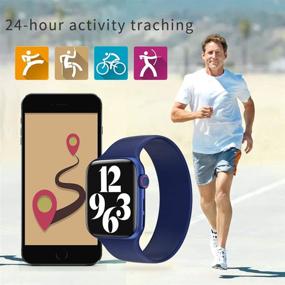 img 3 attached to 📱 OLYRICK Smart Watches: Bluetooth 1.54IPS Large Screen Fitness Tracker with Heart Pressure Monitor - Men Women Sports Watch for Android and iPhone (Bright Blue Case with Blue Band)