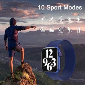 img 1 attached to 📱 OLYRICK Smart Watches: Bluetooth 1.54IPS Large Screen Fitness Tracker with Heart Pressure Monitor - Men Women Sports Watch for Android and iPhone (Bright Blue Case with Blue Band)