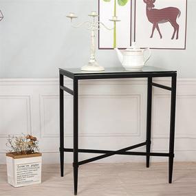 img 1 attached to 🌟 SEEKELEGANT Modern Black End Table: Stylish Metal Frame, Glass Top, Perfect for Living Room Decor