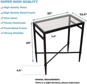 img 2 attached to 🌟 SEEKELEGANT Modern Black End Table: Stylish Metal Frame, Glass Top, Perfect for Living Room Decor