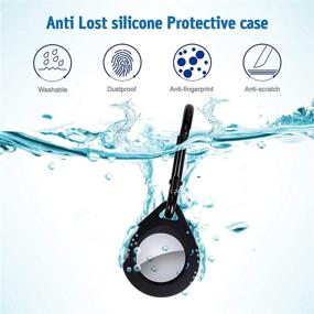 img 2 attached to Topmade Soft Silicone Protective Case with Key Chain for AirTag - Easy Carry Holder for Bags, Keys, Pets - Safety & Anti-Loss, Black