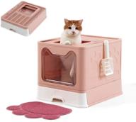 🐱 sprichic large foldable cat litter box - front and top entry enclosed box with convenient cat litter scoop logo