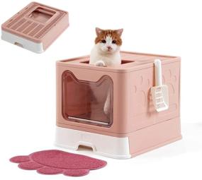 img 4 attached to 🐱 SPRICHIC Large Foldable Cat Litter Box - Front and Top Entry Enclosed Box with Convenient Cat Litter Scoop