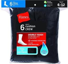 img 2 attached to 🧦 Hanes Men's FreshIQ Odor Protection Double Tough Crew Socks 6-Pack: Unbeatable Footwear for Long-lasting Odor Control!