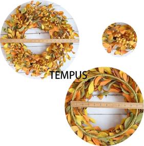 img 3 attached to Fall Leaves Berry Decorative Wreath – 20-inch Artificial Autumn Leaf Yellow Berry Wreath for Festival Celebrations, Front Door, Indoor/Outdoor Walls, Home Party Decorations