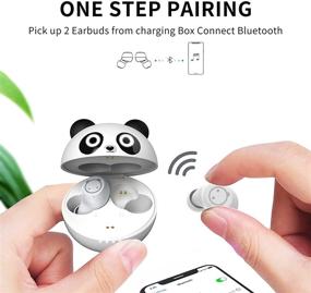 img 2 attached to 🐼 Superior 32H Playtime Panda Wireless Earbuds with Mic - Waterproof Bluetooth Earphones for iPhone and Android - Immersive 3D Stereo Sound!