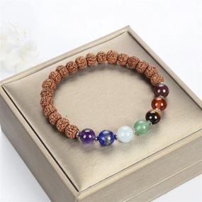 img 3 attached to Cherry Tree Collection Chakra Stretch Bracelet: Genuine 8mm Gemstones, Sterling Silver Spacers. Perfect for Men/Women. Choose from Small, Medium, or Large Sizes!