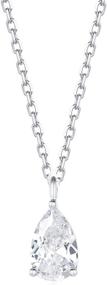 img 4 attached to Carleen 18K White Gold Plated 925 Sterling Silver Solitaire CZ Cubic Zirconia Pendant Necklace for Women Girls - Stunning, Simple, and Minimalist Design with 16+2 Inch Silver Chain