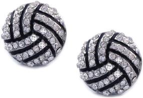 img 2 attached to 💎 Sparkling Style: Kenz Laurenz Volleyball Earrings Studs - Crystal Rhinestone Post Silver Bling for Glamorous Athletes