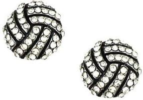 img 1 attached to 💎 Sparkling Style: Kenz Laurenz Volleyball Earrings Studs - Crystal Rhinestone Post Silver Bling for Glamorous Athletes