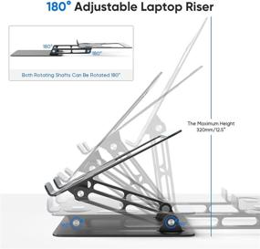 img 2 attached to Премиум Эргономичная подставка для ноутбука: регулируемая высота, алюминиевая подставка для ноутбука 10-17 дюймов - черный.