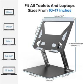 img 3 attached to Premium Ergonomic Laptop Stand: Adjustable Height, Aluminium Alloy Notebook Stand for 10-17 inch Laptops - Black