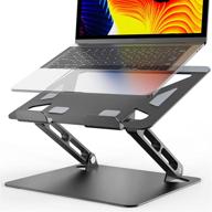 premium ergonomic laptop stand: adjustable height, aluminium alloy notebook stand for 10-17 inch laptops - black logo