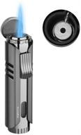 🔥 pipita torch lighter: windproof cigar butane gas lighter with adjustable flame, jet single flame lighter - refillable fuel, smooth ignition - ideal for cigarettes and cigars (black) logo