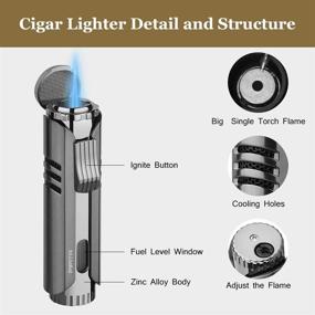img 3 attached to 🔥 PIPITA Torch Lighter: Windproof Cigar Butane Gas Lighter with Adjustable Flame, Jet Single Flame Lighter - Refillable Fuel, Smooth Ignition - Ideal for Cigarettes and Cigars (Black)