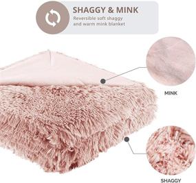 img 1 attached to 🥰 Blush Rose Gold Hyde Lane Fluffy Cute Shaggy Cozy Throw Blankets for Couch Sofa - 2 Way Reversible Ultra Soft Long Faux Fur Fuzzy Blanket for Home - 50x60