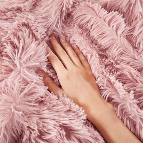 img 2 attached to 🥰 Blush Rose Gold Hyde Lane Fluffy Cute Shaggy Cozy Throw Blankets for Couch Sofa - 2 Way Reversible Ultra Soft Long Faux Fur Fuzzy Blanket for Home - 50x60