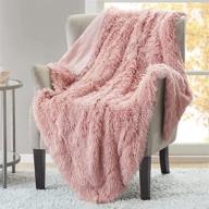 🥰 blush rose gold hyde lane fluffy cute shaggy cozy throw blankets for couch sofa - 2 way reversible ultra soft long faux fur fuzzy blanket for home - 50x60 logo