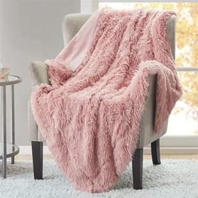 img 4 attached to 🥰 Blush Rose Gold Hyde Lane Fluffy Cute Shaggy Cozy Throw Blankets for Couch Sofa - 2 Way Reversible Ultra Soft Long Faux Fur Fuzzy Blanket for Home - 50x60