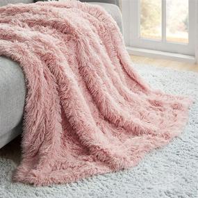 img 3 attached to 🥰 Blush Rose Gold Hyde Lane Fluffy Cute Shaggy Cozy Throw Blankets for Couch Sofa - 2 Way Reversible Ultra Soft Long Faux Fur Fuzzy Blanket for Home - 50x60