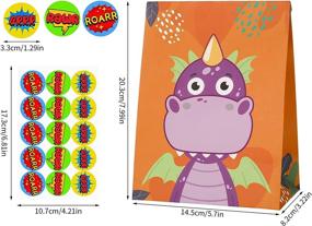 img 2 attached to 🦕 DragonflyDreams Dinosaur Party Favor Bags - 24 Packs with 30 Stickers | Dino Themed Goodie Candy Treat Bags for Kids Birthday & Baby Shower Supplies