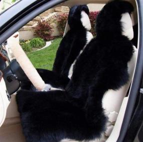 img 4 attached to 🚗 Gracefur Genuine Australia Sheepskin Car Seat Cover - Premium Long Wool Front Seat Cover for Car, Truck, SUV, or Van - Black Luxury 1 Piece