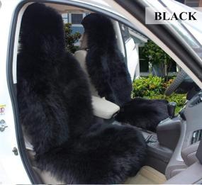 img 3 attached to 🚗 Gracefur Genuine Australia Sheepskin Car Seat Cover - Premium Long Wool Front Seat Cover for Car, Truck, SUV, or Van - Black Luxury 1 Piece