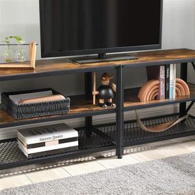 img 2 attached to VASAGLE TV Stand for 70-Inch TV, 3-Tier Entertainment Center, Industrial Style Console, Steel Frame, Rustic Brown & Black, Living Room ULTV095B01