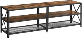 img 4 attached to VASAGLE TV Stand for 70-Inch TV, 3-Tier Entertainment Center, Industrial Style Console, Steel Frame, Rustic Brown & Black, Living Room ULTV095B01