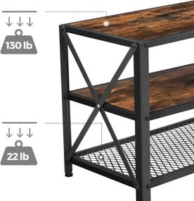 img 1 attached to VASAGLE TV Stand for 70-Inch TV, 3-Tier Entertainment Center, Industrial Style Console, Steel Frame, Rustic Brown & Black, Living Room ULTV095B01