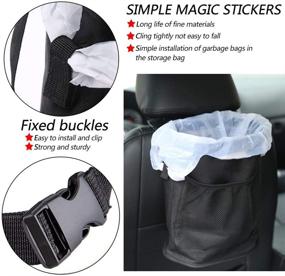 img 2 attached to Reusable Waterproof Car Trash Can with Adjustable Cord, Storage Pocket & Leakproof Lining - Hanging Garbage Bin for Vehicle, Boat, and More